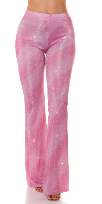 Party flarred pants with glitter gradient Pink